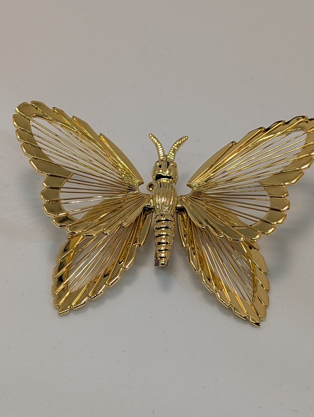 Monet Gold Tone Butterfly Brooch